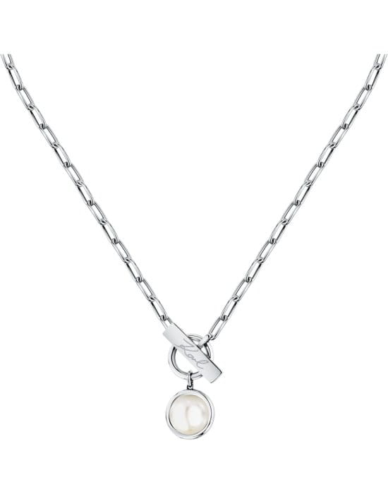 Стальное колье Karl Lagerfeld Pearl KLAYR04 с жемчугом