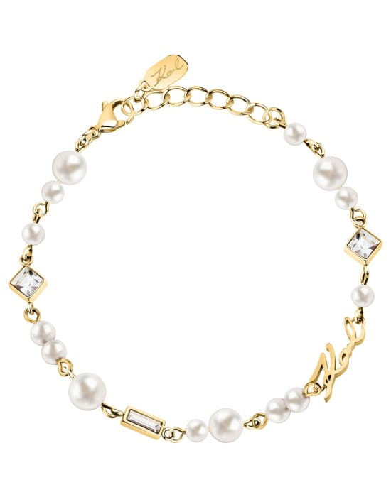 Стальной браслет Karl Lagerfeld Pearl KLAYR19 с жемчугом и кристаллами