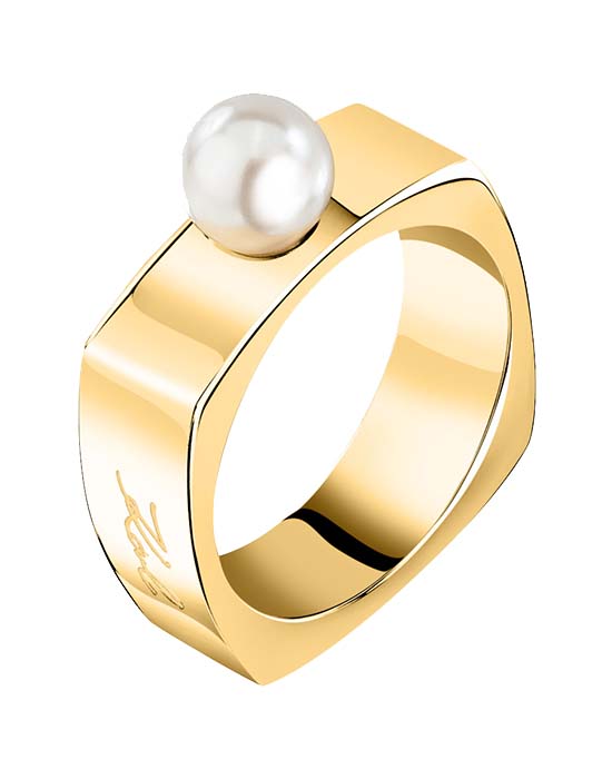 Стальное кольцо Karl Lagerfeld Pearl KLAYR16018 с жемчугом