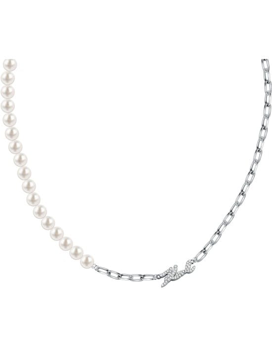 Стальное колье Karl Lagerfeld Pearl KLAYR03 с жемчугом и кристаллами