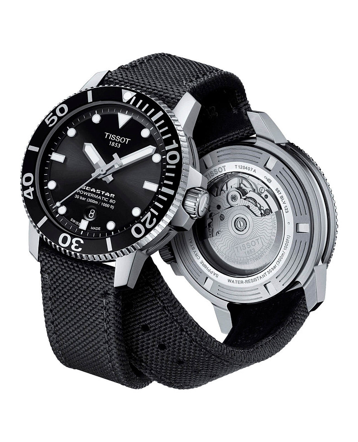 Часы Tissot Seastar 1000 Powermatic 80 T120.407.17.051.00 — тканевый, мужские