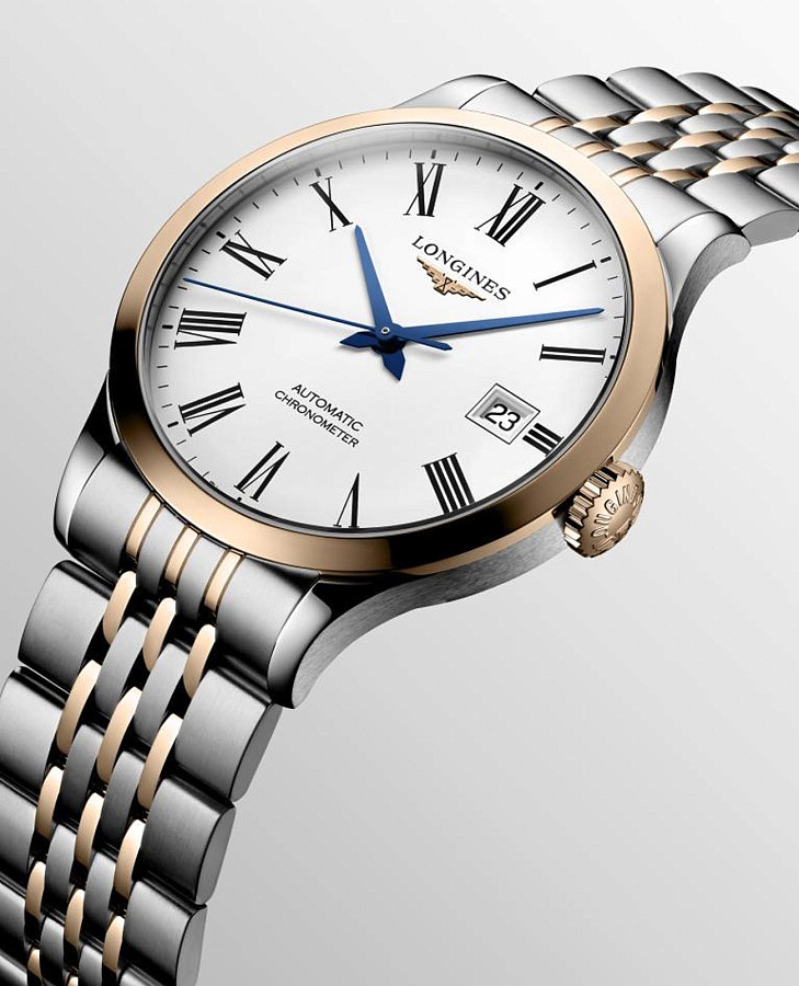 Часы Longines Record Collection L2.820.5.11.7 — нержавеющая сталь и 18 каратное розовое золото, мужские