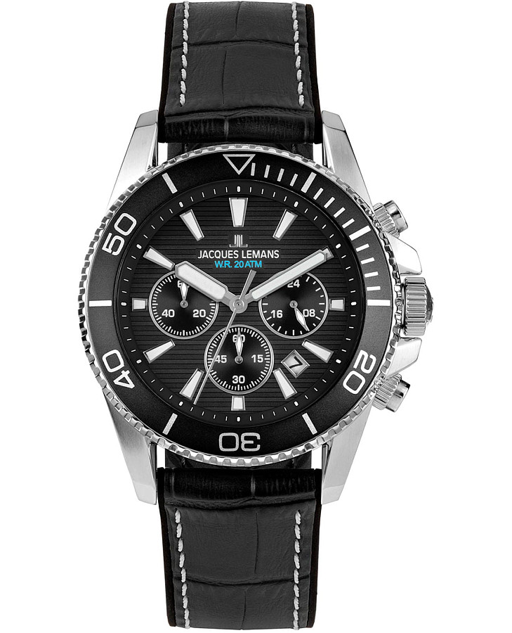 Часы Jacques Lemans Liverpool Diver 1-2206A — мужские, черный