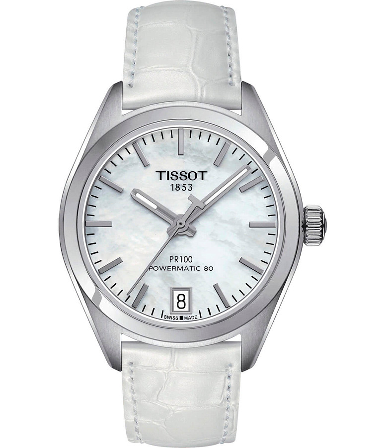 Часы Tissot PR 100 Powermatic 80 Lady T101.207.16.111.00 — женские, белый