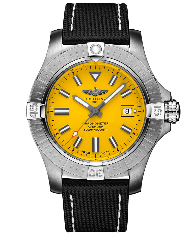 Часы Breitling Avenger Automatic 45 Seawolf A17319101I1X1 — мужские, желтый