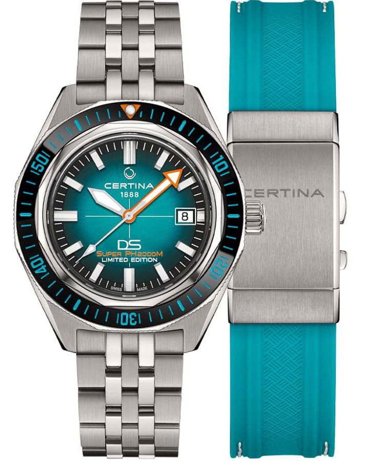 Часы Certina DS SUPER PH2000M STC C050.607.44.041.10 — мужские, бирюзовый
