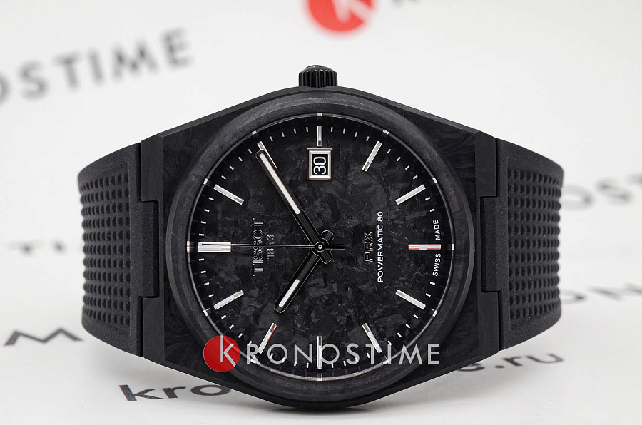 Часы Tissot PRX Powermatic 80 Carbon T137.907.97.201.00 — механические, карбон