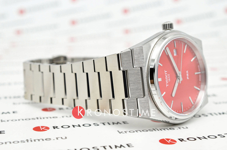 Часы Tissot PRX Quartz 40mm T137.410.11.421.00 — красный, металл сталь