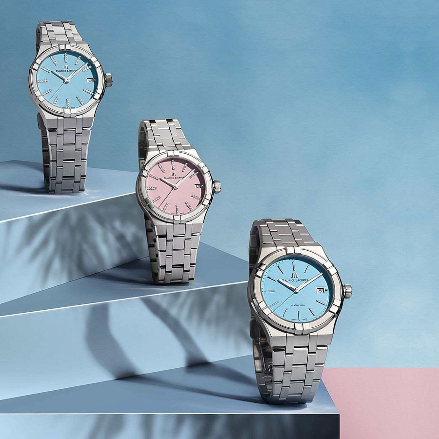 Часы Maurice Lacroix Aikon Quartz Colours Edition AI1106-SS002-450-1 — женские, серебристый