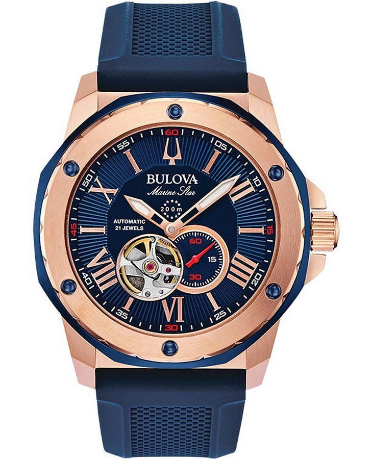 Часы Bulova Marine Star 98A227 — мужские, синий