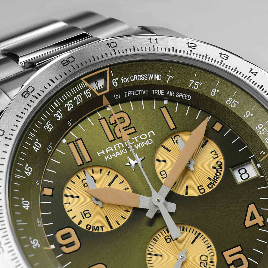 Часы Hamilton Khaki X-Wind GMT Chrono Quartz H77932160 — нержавеющая сталь, мужские