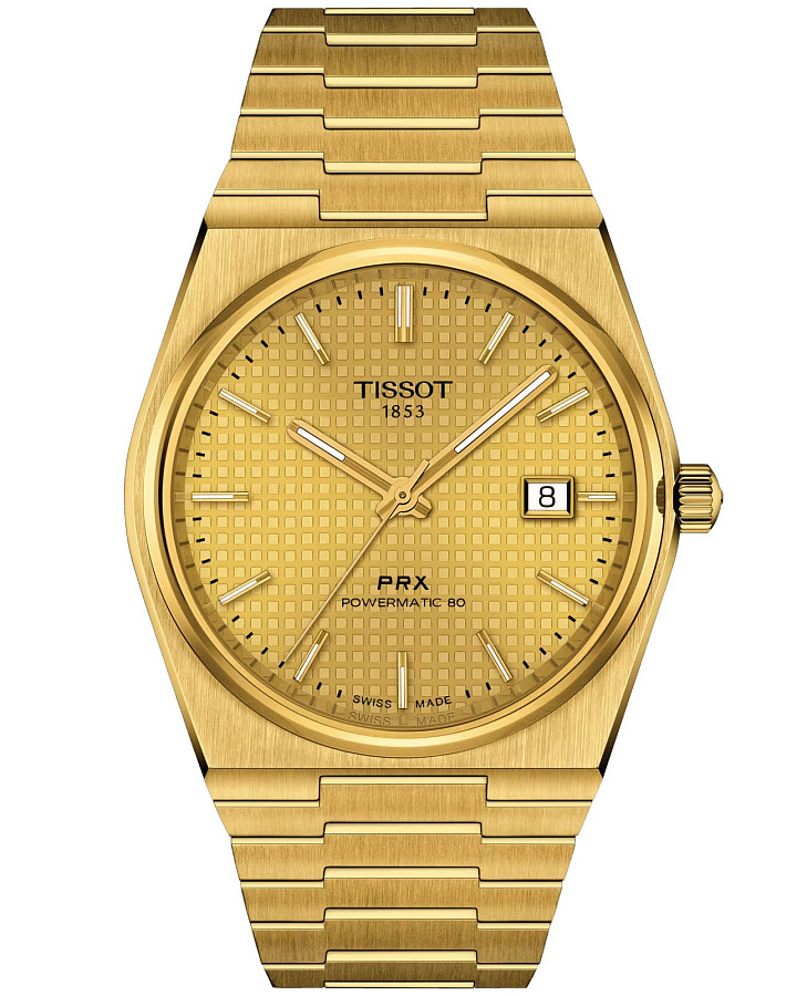 Часы Tissot PRX Powermatic 80 T137.407.33.021.00 — мужские, золотой