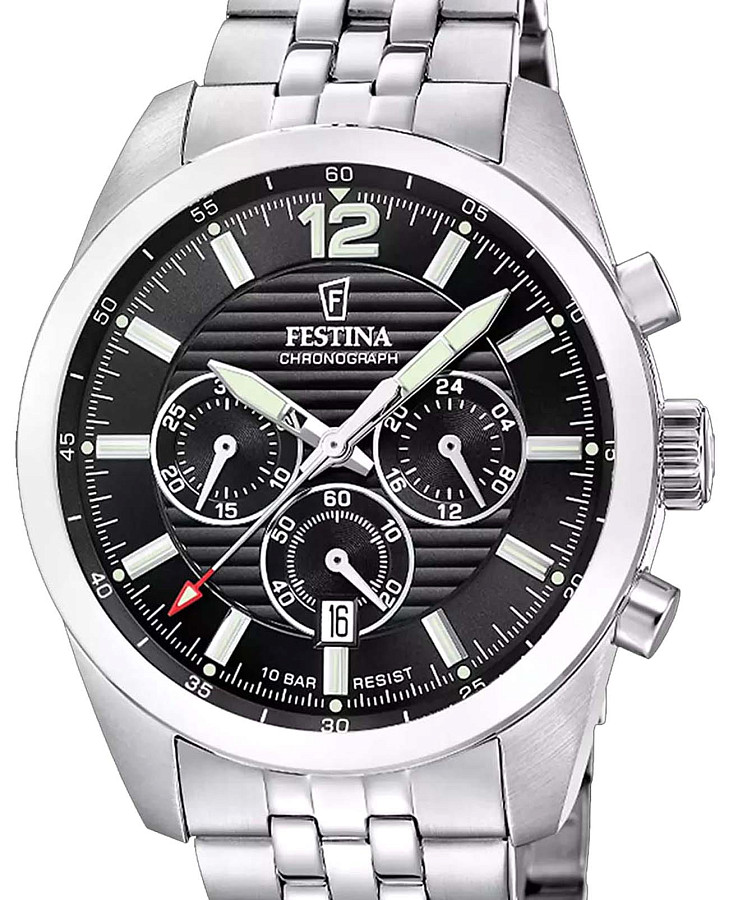 Часы Festina Timeless Chrono F20742/3 — кварцевые, металл сталь