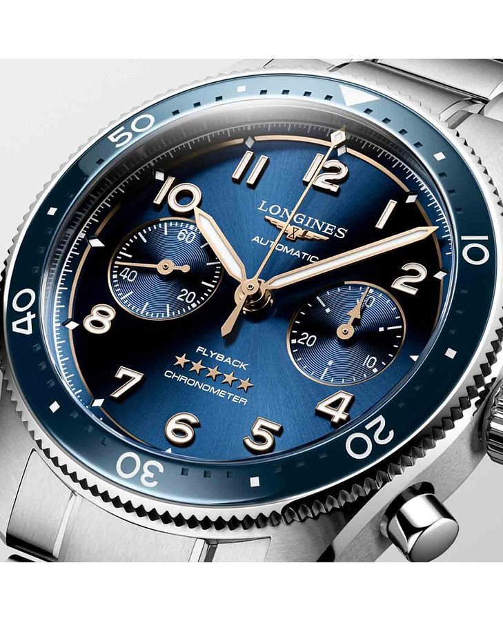 Часы Longines Spirit Flyback L3.821.4.93.6 — синий, сталь металл