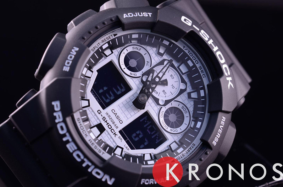 Часы Casio G-Shock GA-100BW-1A — пластик, Япония