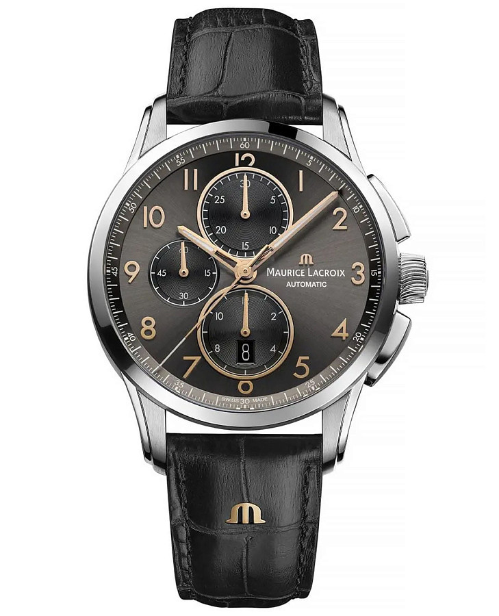 Часы Maurice Lacroix Pontos Chronograph 43mm PT6388-SS001-321-2 — мужские, антрацитовый