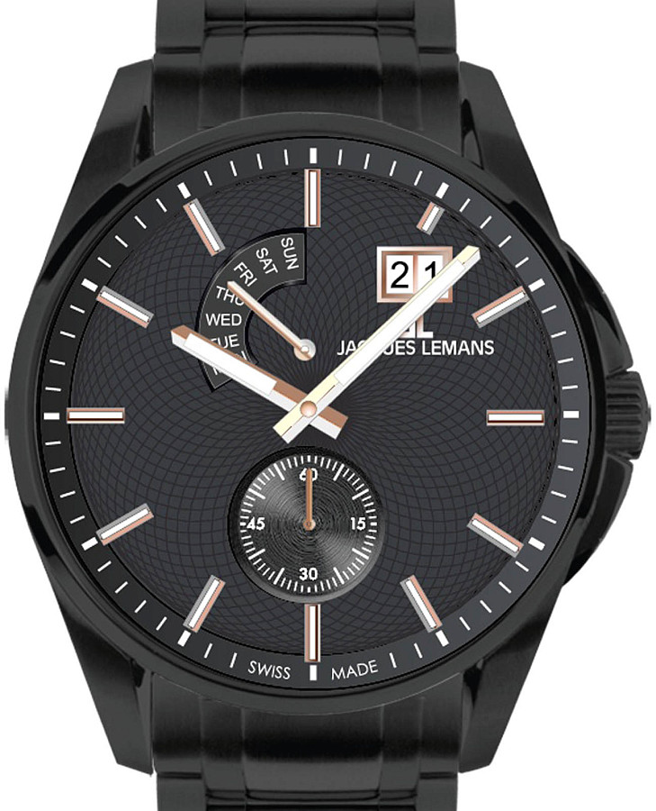 Часы Jacques Lemans Derby 1-2199V — мужские, нержавеющая сталь с pvd-покрытием