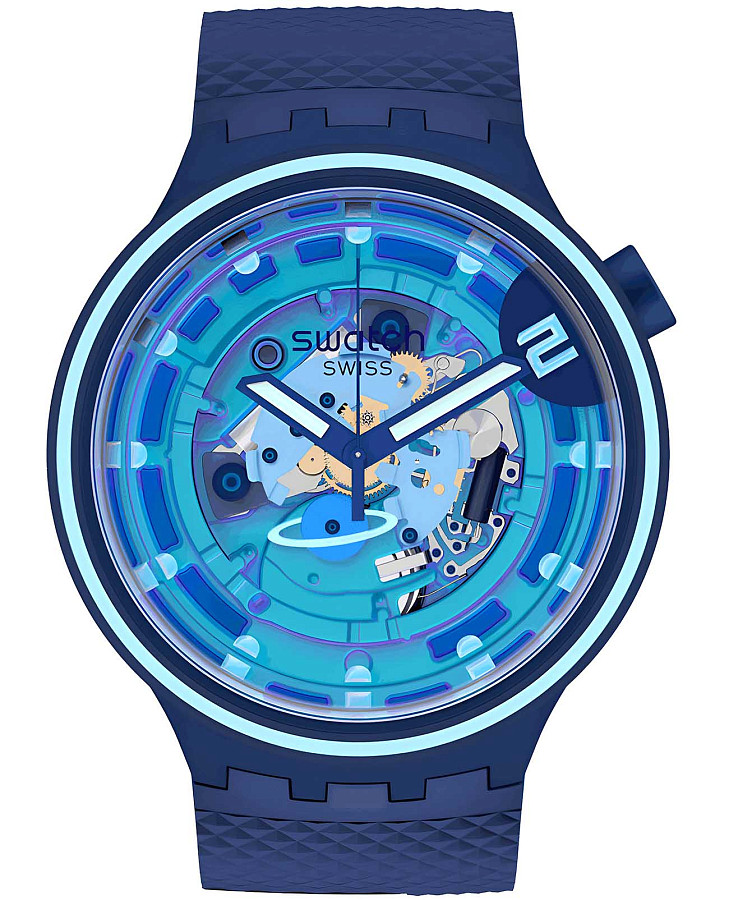 Часы Swatch Big Bold Lacquered SB01N101 — мужские, синий