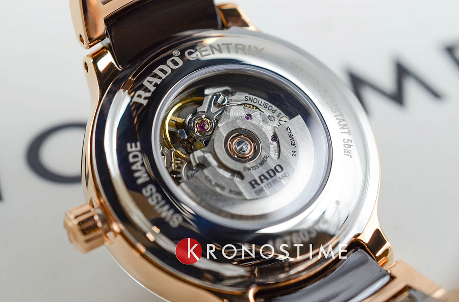 Часы Rado Centrix Automatic R30019302 — женские, высокотехнологичная керамика + нержавеющая сталь с pvd покрытием