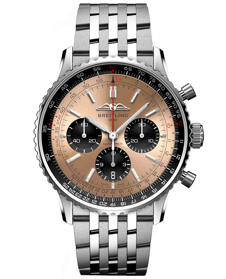 Часы Breitling Navitimer B01 Chronograph 43 AB0138241K1A1 — мужские, золотой