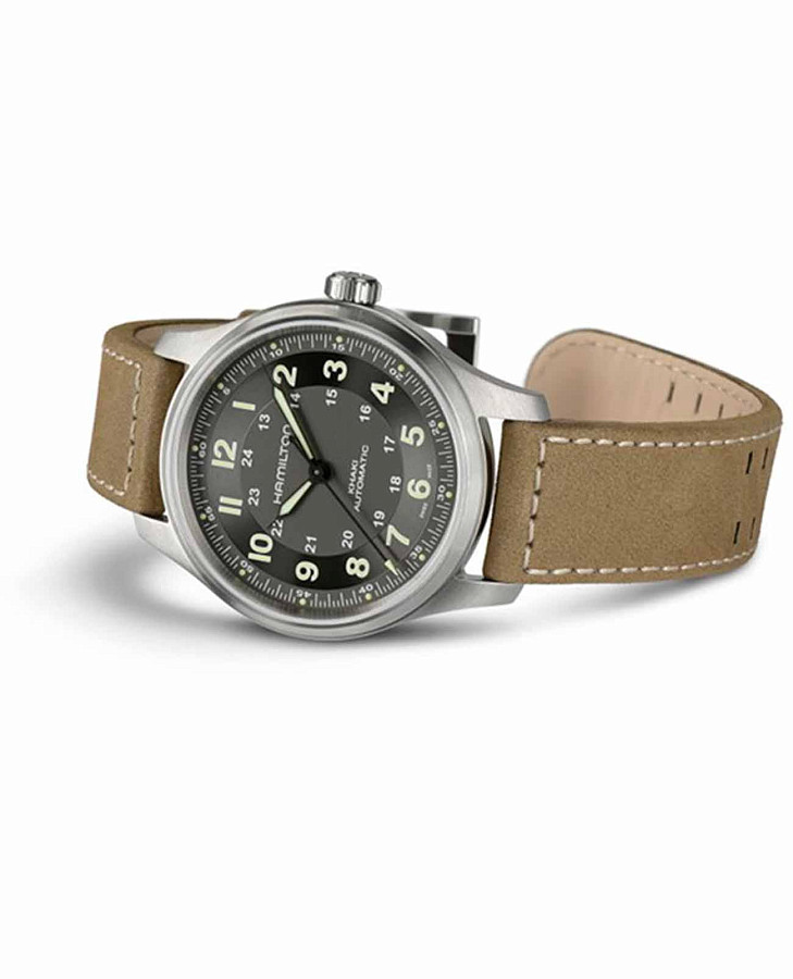 Часы Hamilton Khaki Field Titanium Auto H70545550 — мужские, кожаный