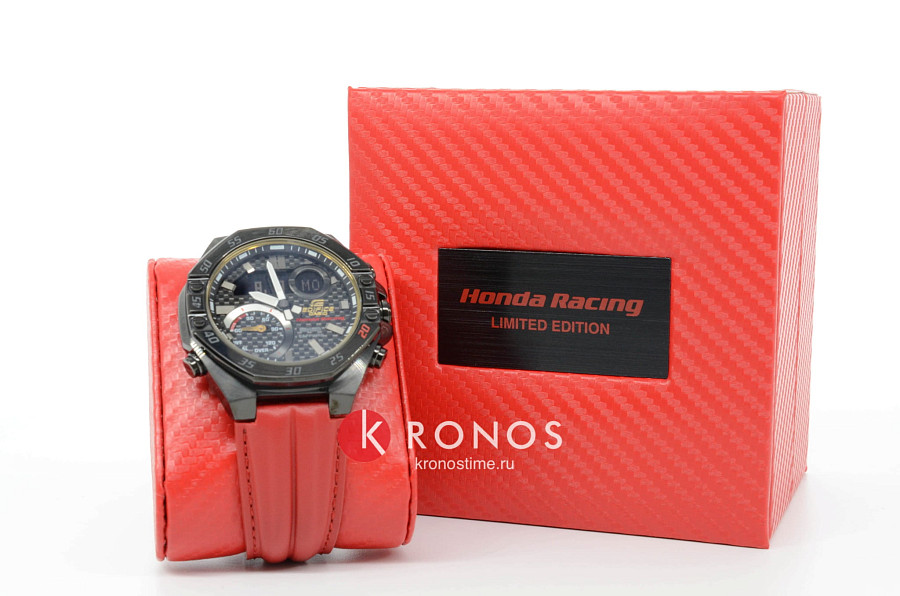Часы Casio Edifice ECB-10HR-1A — мужские, кожаный