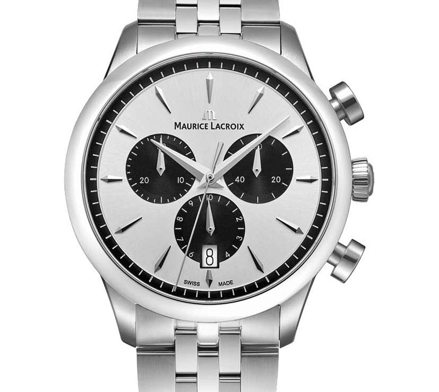 Часы Maurice Lacroix 1975 Quartz Chronograph 40mm 751038-SS002-130-1 — кварцевые, металл сталь