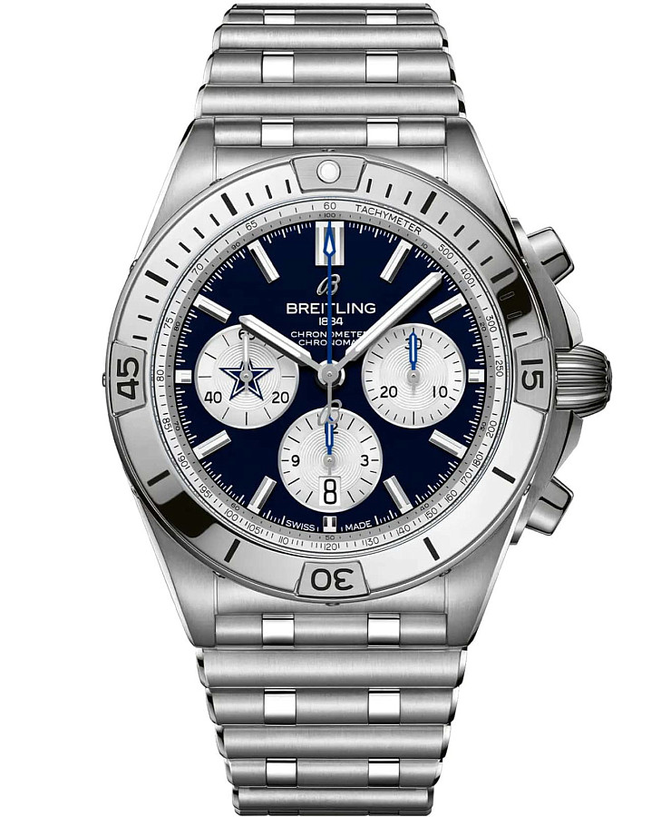Часы Breitling Chronomat B01 42 NFL Dallas Cowboys Edition AB01342B1C1A1 — мужские, синий