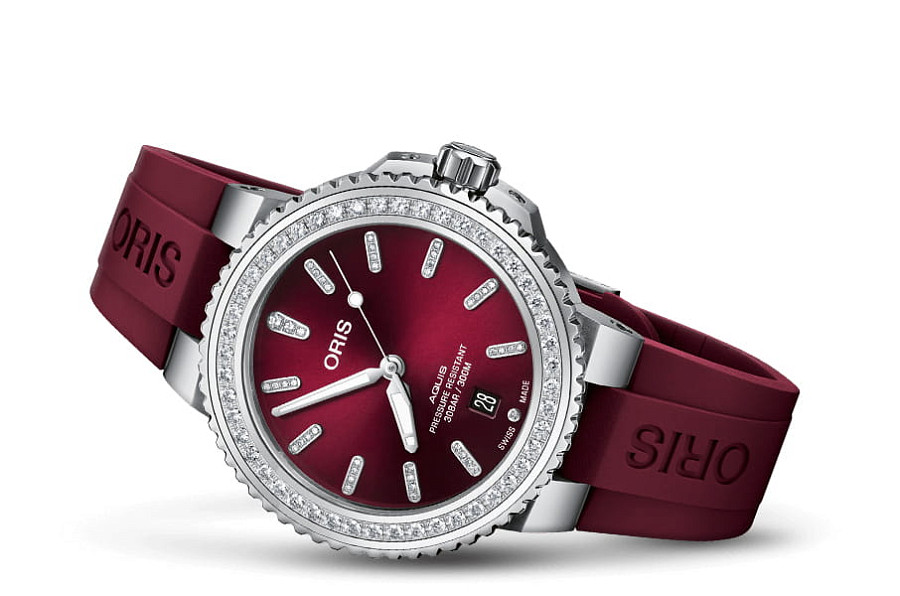 Часы Oris Aquis Date Diamonds 01 733 7766 4998-07 4 22 68FC — механические, металл сталь