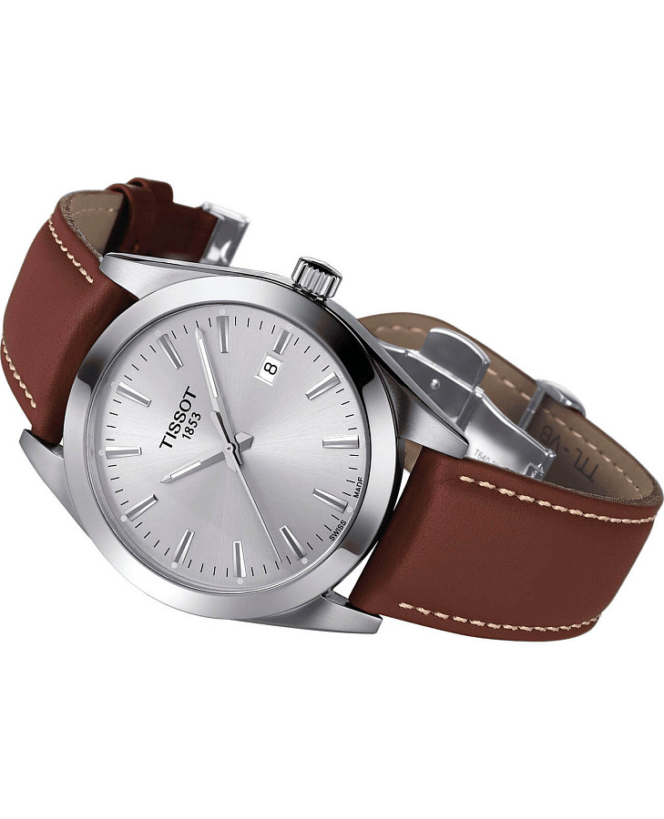 Часы Tissot Gentleman T127.410.16.031.00 — мужские, кожаный