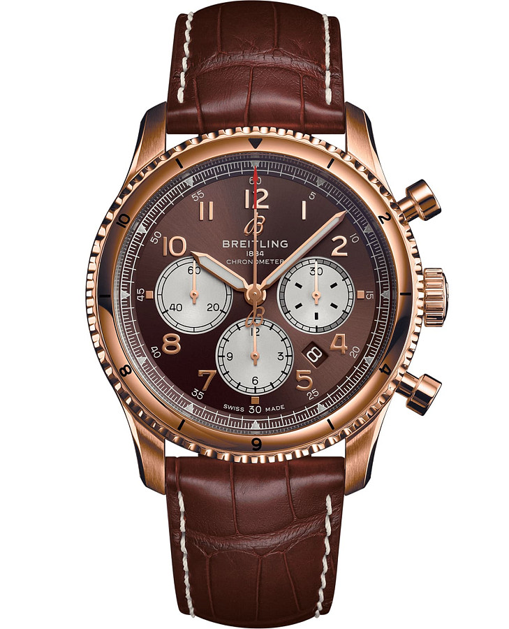 Часы Breitling Aviator 8 B01 Chronograph 43 RB0119131Q1P1 — мужские, коричневый