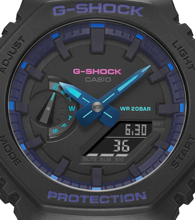 Часы Casio G-Shock Virtual Blue GA-2100VB-1ADR (GA-2100VB-1A) — электронные, Япония, мужские