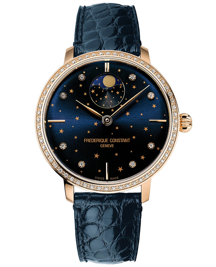 Часы Frederique Constant Slimline Moonphase Stars Manufacture FC-701NSD3SD4 — женские, синий
