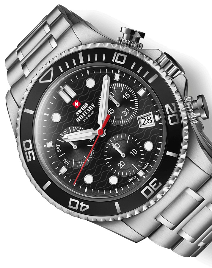 Часы Swiss Military by Chrono XL Chronograph SM34101.01 — кварцевые, сталь металл