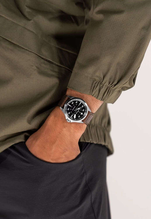Часы Hamilton Khaki Aviation Pilot Auto H76305530 — сталь, кожаный