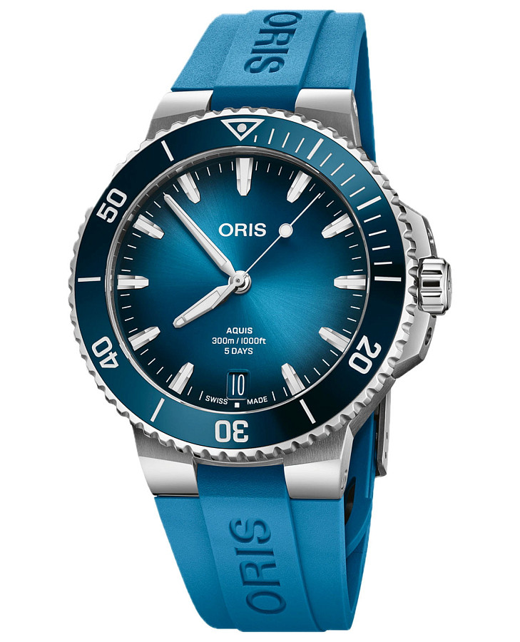 Часы Oris Aquis Date Calibre 400 01 400 7790 4135-07 4 23 45EB — мужские, синий