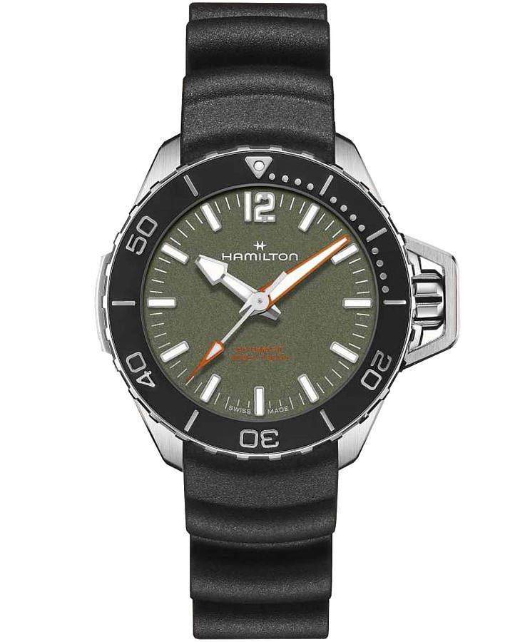 Часы Hamilton Khaki Navy Frogman Auto H77455360 — мужские, зеленый