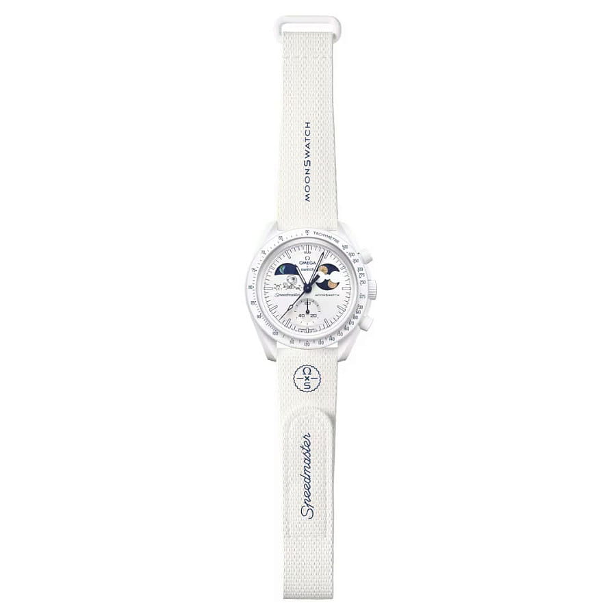 Часы Swatch x Omega Bioceramic Moonswatch Mission to the Moonphase - Full Moon SO33W701L — биокерамика, Швейцария