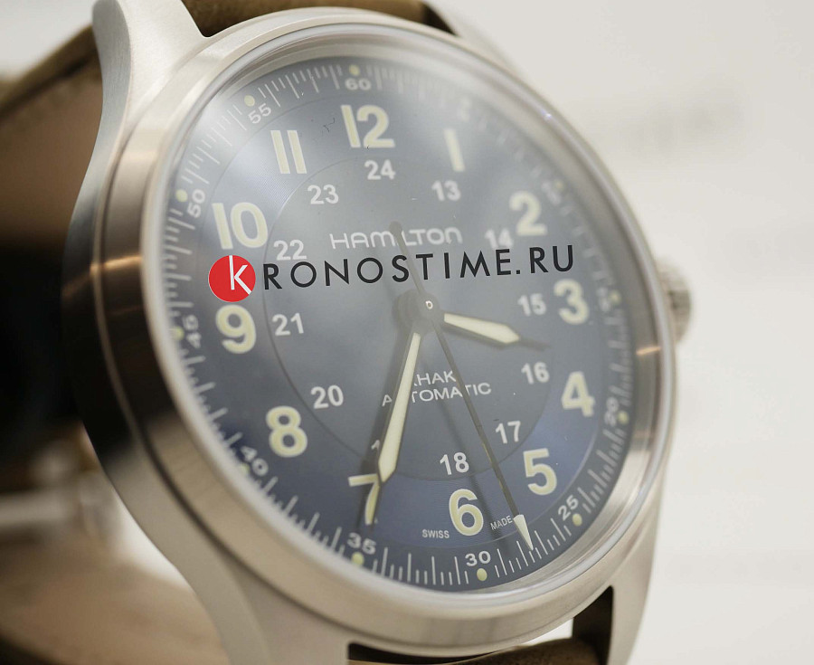 Часы Hamilton Khaki Field Titanium Auto H70545540 — синий, титан металл