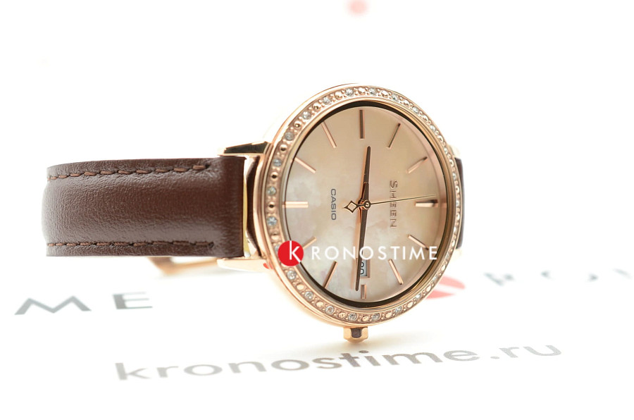 Часы Casio Sheen SHE-4052PGL-4AUEF — женские, кожаный
