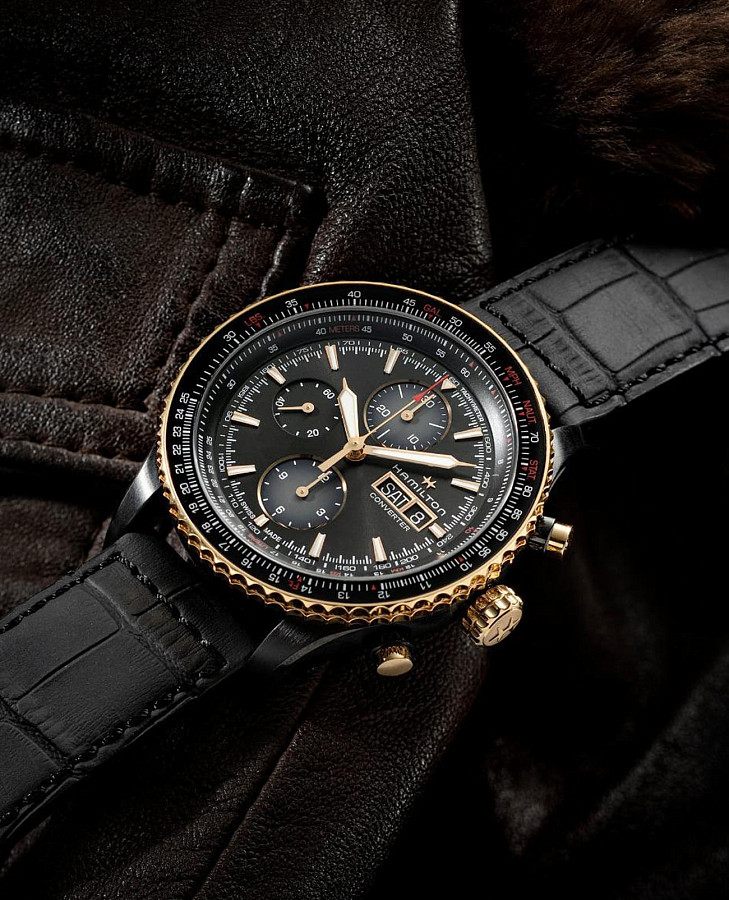 Часы Hamilton Khaki Aviation Converter Auto Chrono H76736730 — черный, сталь