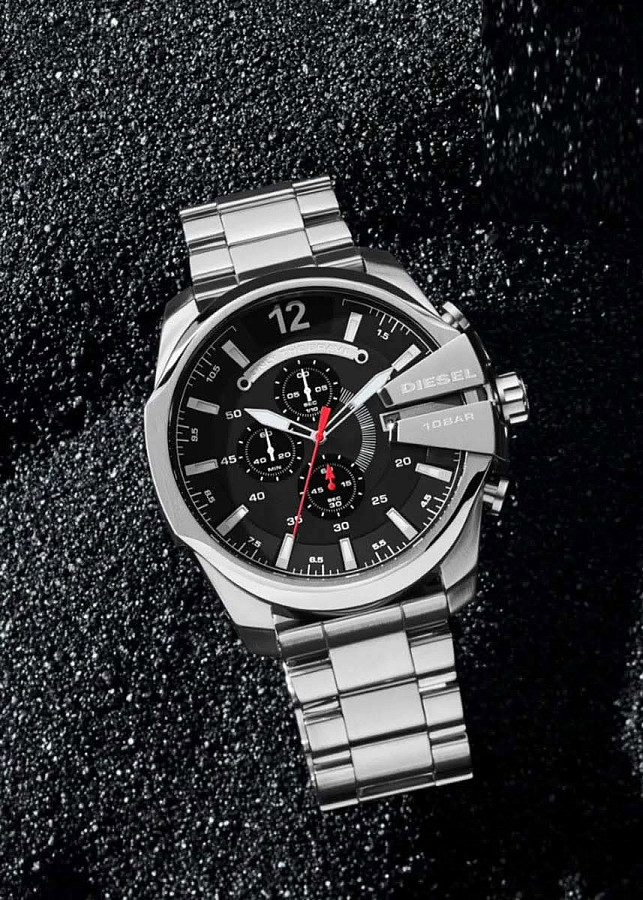 Часы Diesel Mega Chief DZ4308 — черный, сталь металл