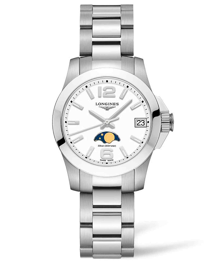 Часы Longines Conquest L3.380.4.16.6 — женские, белый