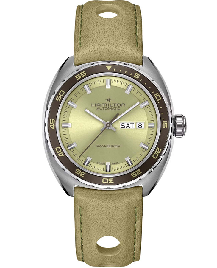 Часы Hamilton American Classic Pan Europ Day Date Auto H35445860 — мужские, зеленый