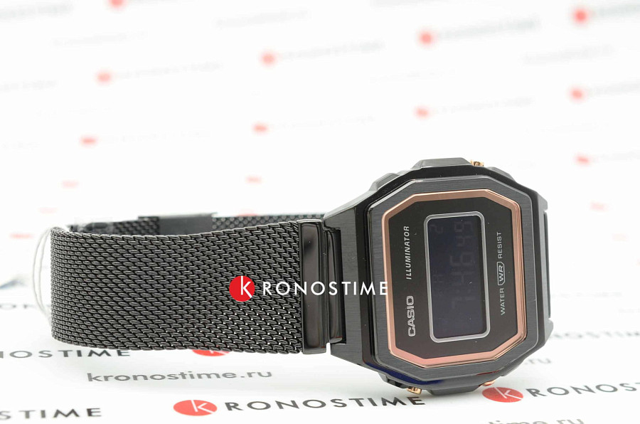 Часы Casio Collection A1000MB-1B — мужские, сталь с ip покрытием