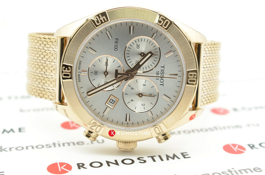 Часы Tissot PR 100 Sport Chic Chronograph T101.917.33.031.00 — женские, сталь c pvd покрытием