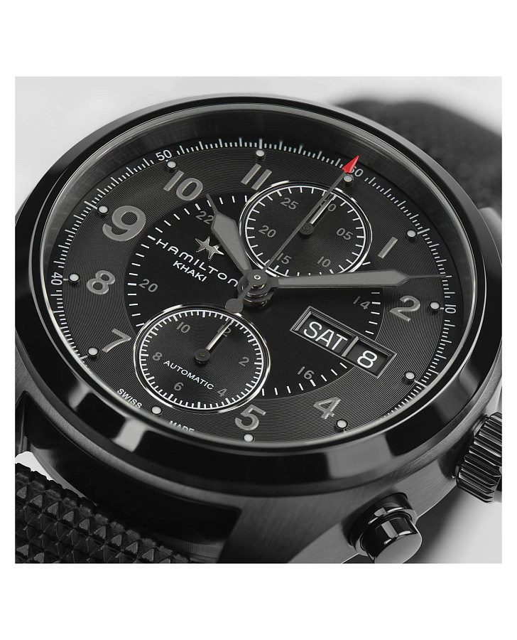 Часы Hamilton Khaki Field Auto Chrono H71626735 — механические, сталь металл