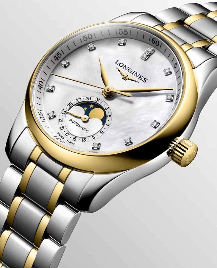 Часы Longines Master Collection L2.409.5.87.7 — женские, нержавеющая сталь и 18 каратное розовое золото