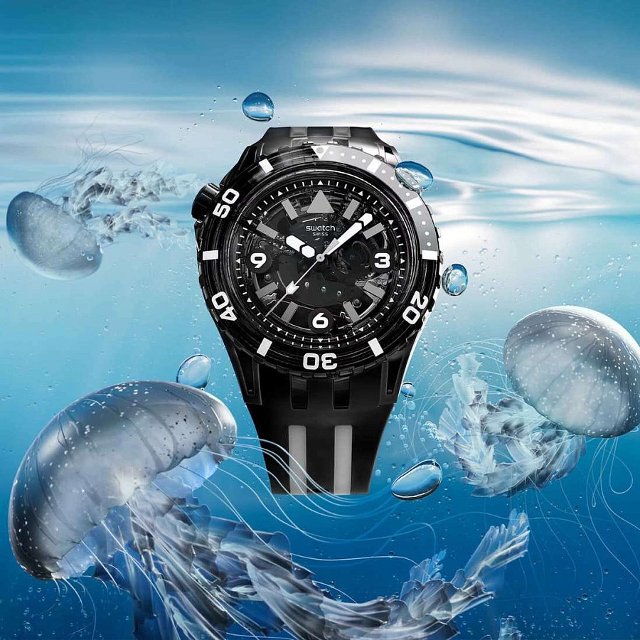 Часы Swatch Black Sea Nettle SSCU09B100 — кварцевые, биокерамика