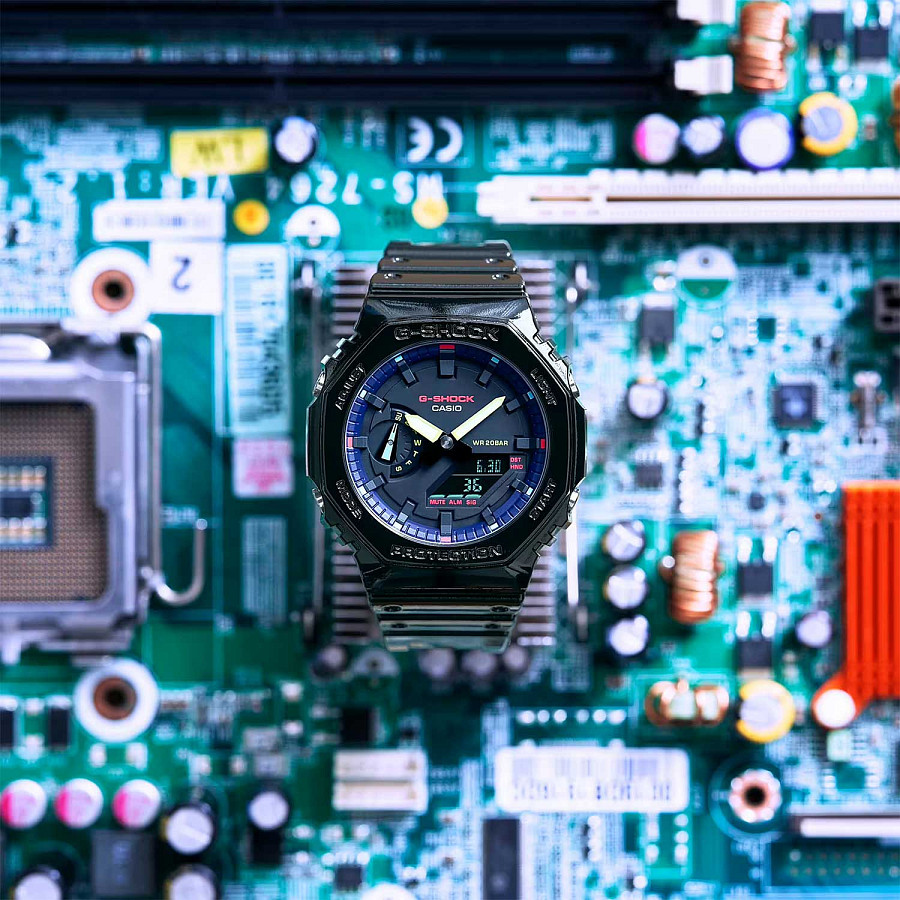 Часы Casio G-Shock GA-2100RGB-1ADR (GA-2100RGB-1A) — мужские, черный